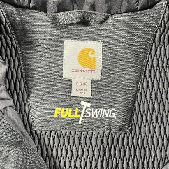 Carhartt Full Swing Zip Hooded Jacket Women Small 4/6 Black Company Logo Duck - Picture 5 of 11